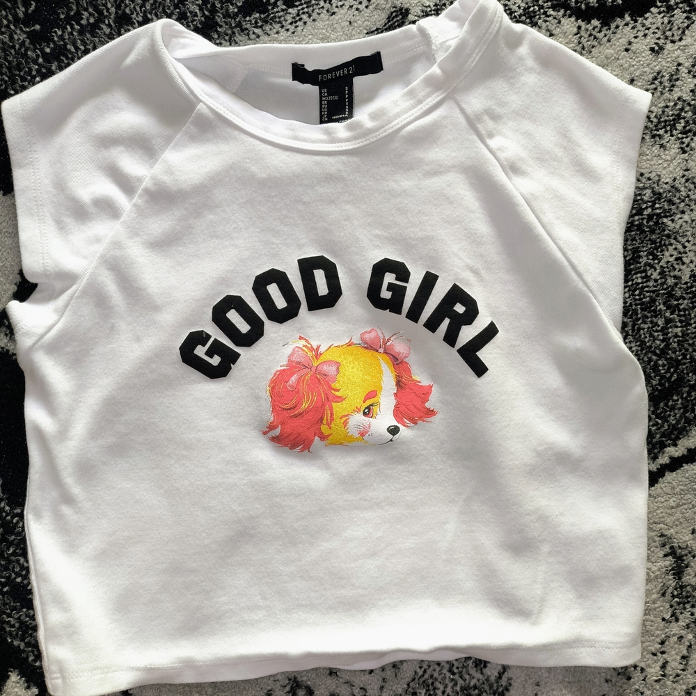 Forever 21 Kids White Tee with 'Good Girl' Graphic